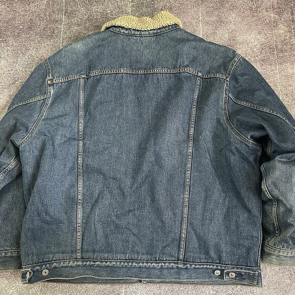 Men's Levi's Dark Blue Denim Sherpa Lined Standard Trucker Jean Jacket Sz 2XL - Picture 4 of 4